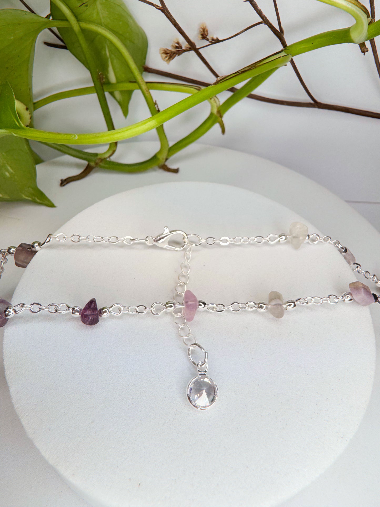 Choker Luar - Fluorita arco íris