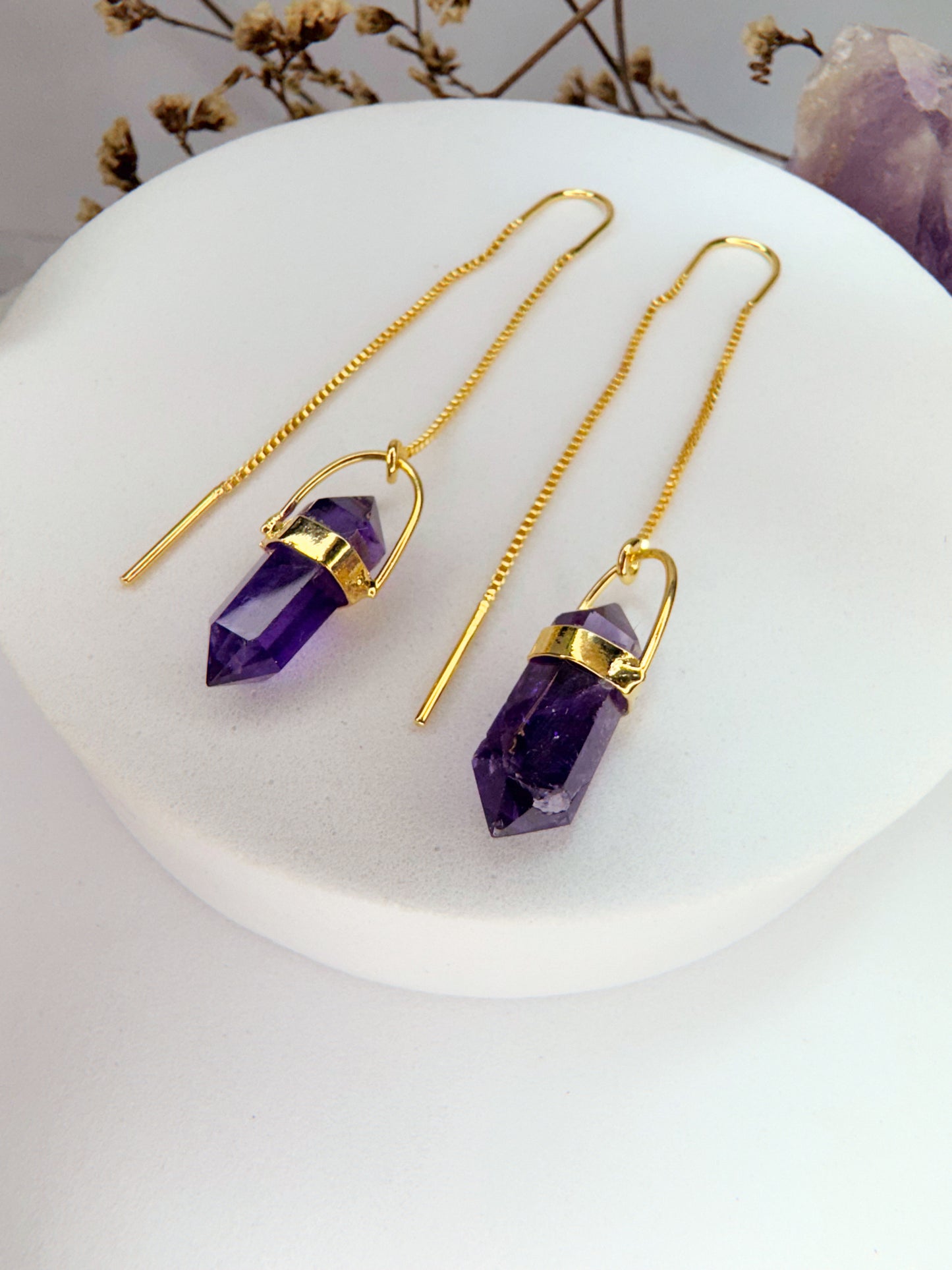 Brinco zen - Ametista lapidado