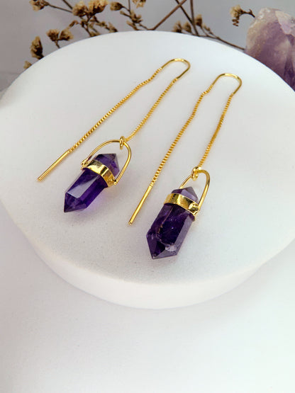 Brinco zen - Ametista lapidado