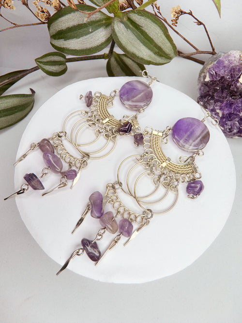 Brinco nostalgia - Ametista lapidada