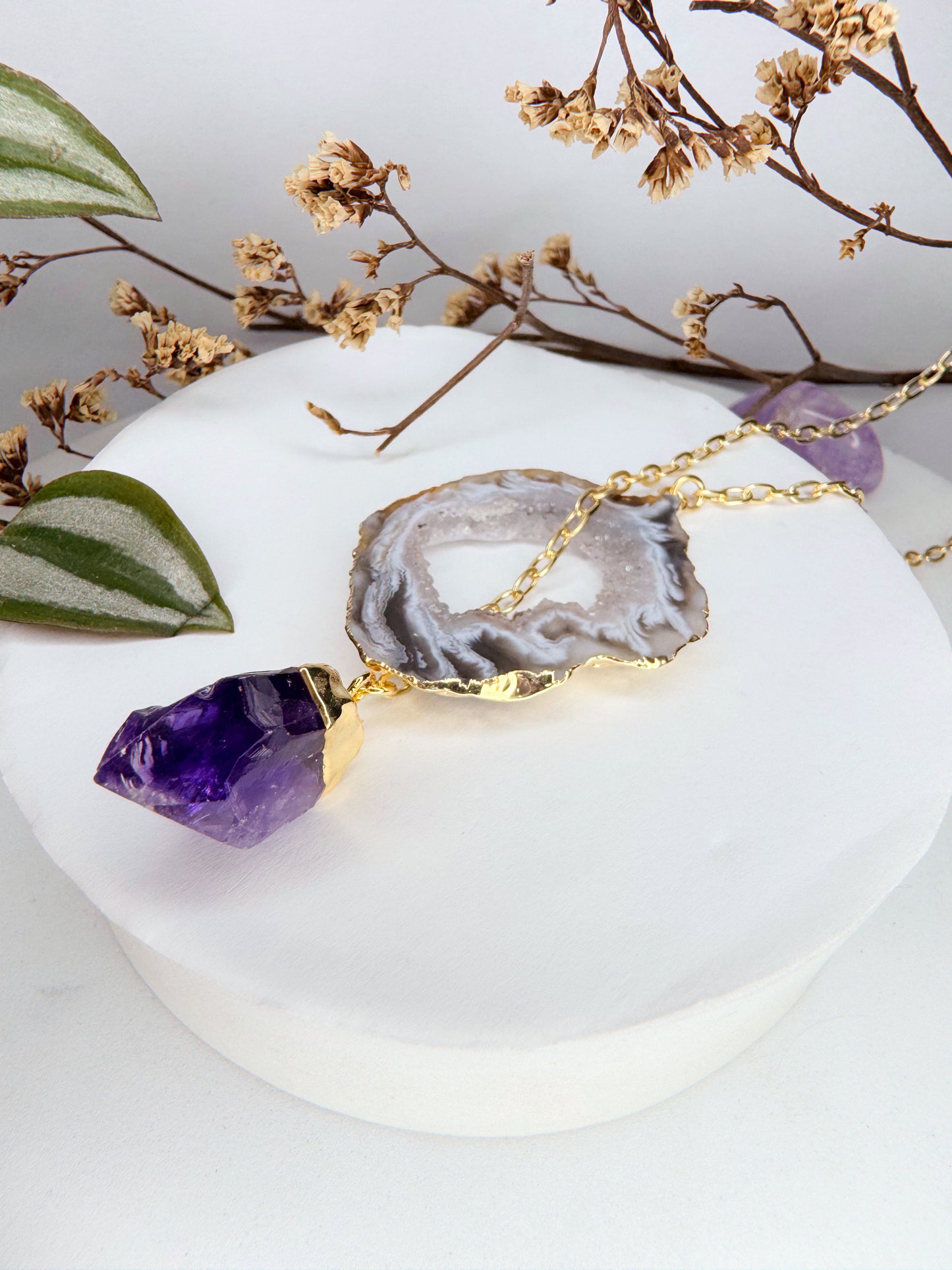 Colar Cósmico - Ágata + Ametista