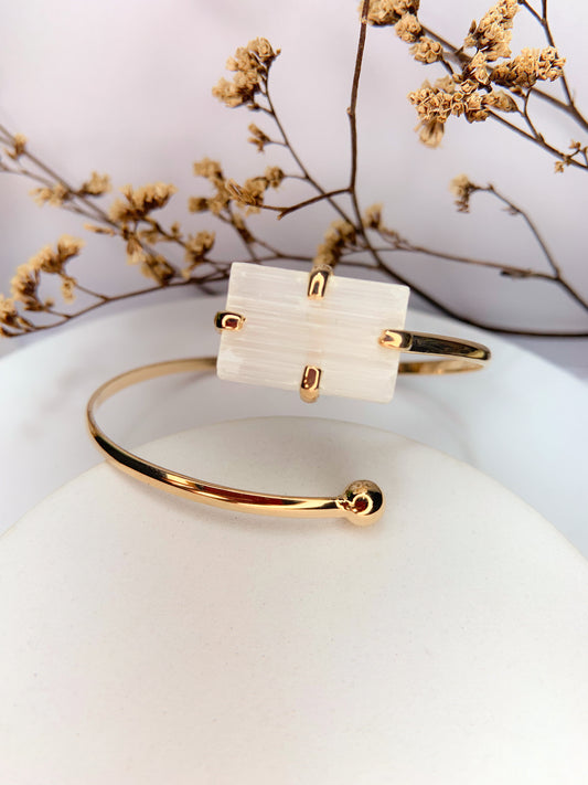 Bracelete estrela - selenita branca