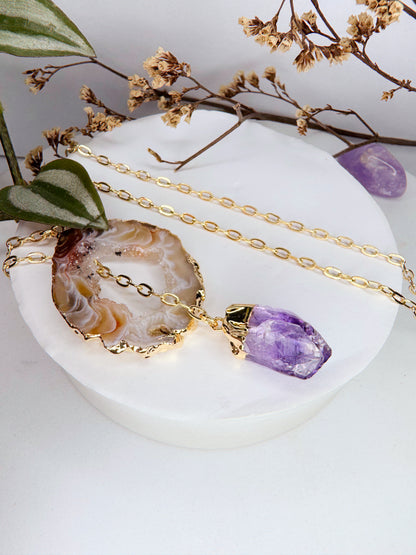 Colar Cósmico - Ágata + Ametista