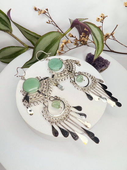 Brinco Nostalgia Aço - Quartzo verde