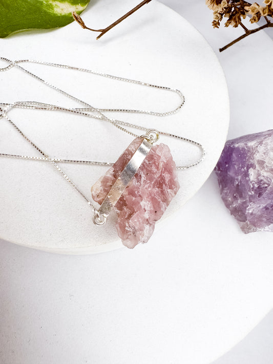 Choker amor próprio - Quartzo rosa - Prata 925