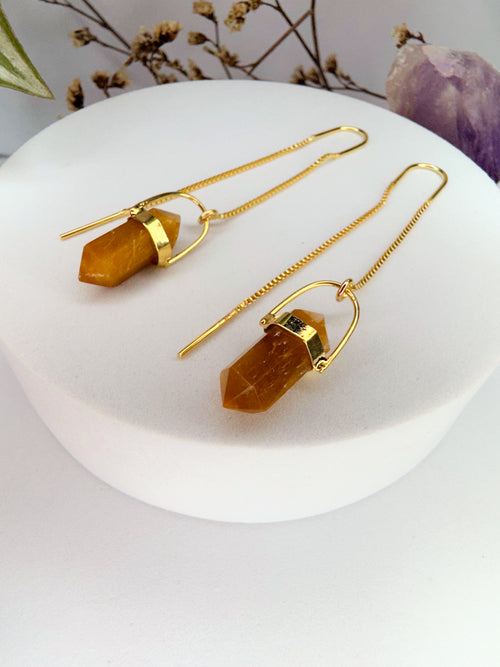 Brinco zen - Olho de Tigre lapidado