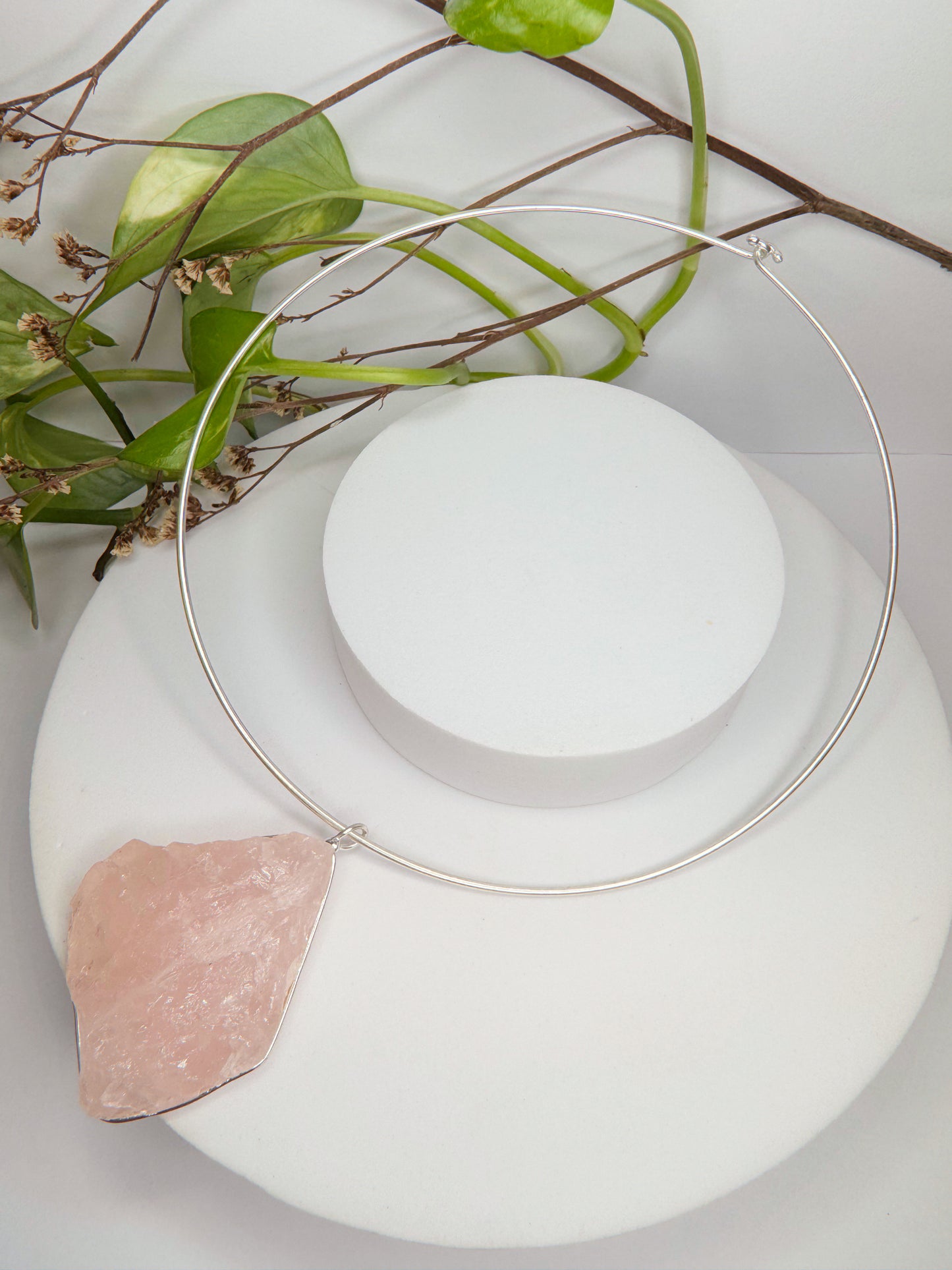 Choker lunação- Quartzo Rosa