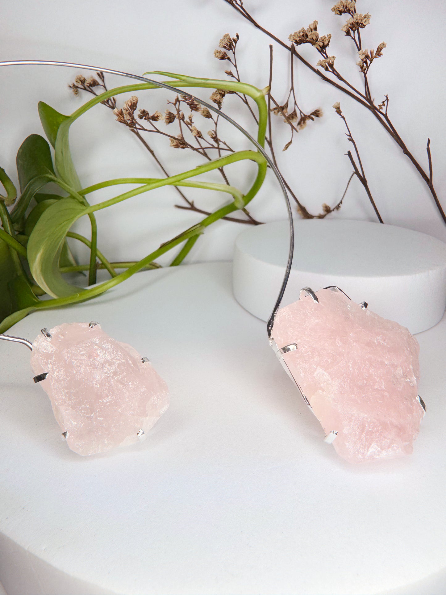 Choker celeste - Quartzo rosa