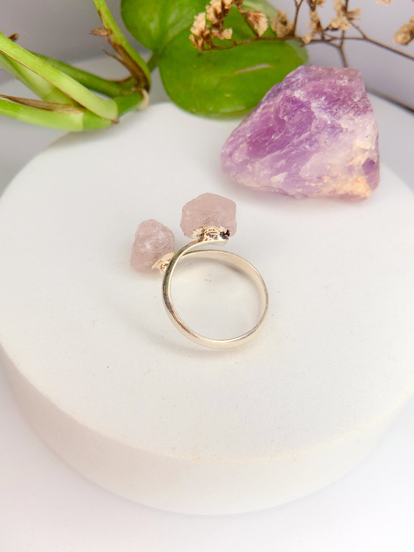 Anel  meteoro - Quartzo rosa
