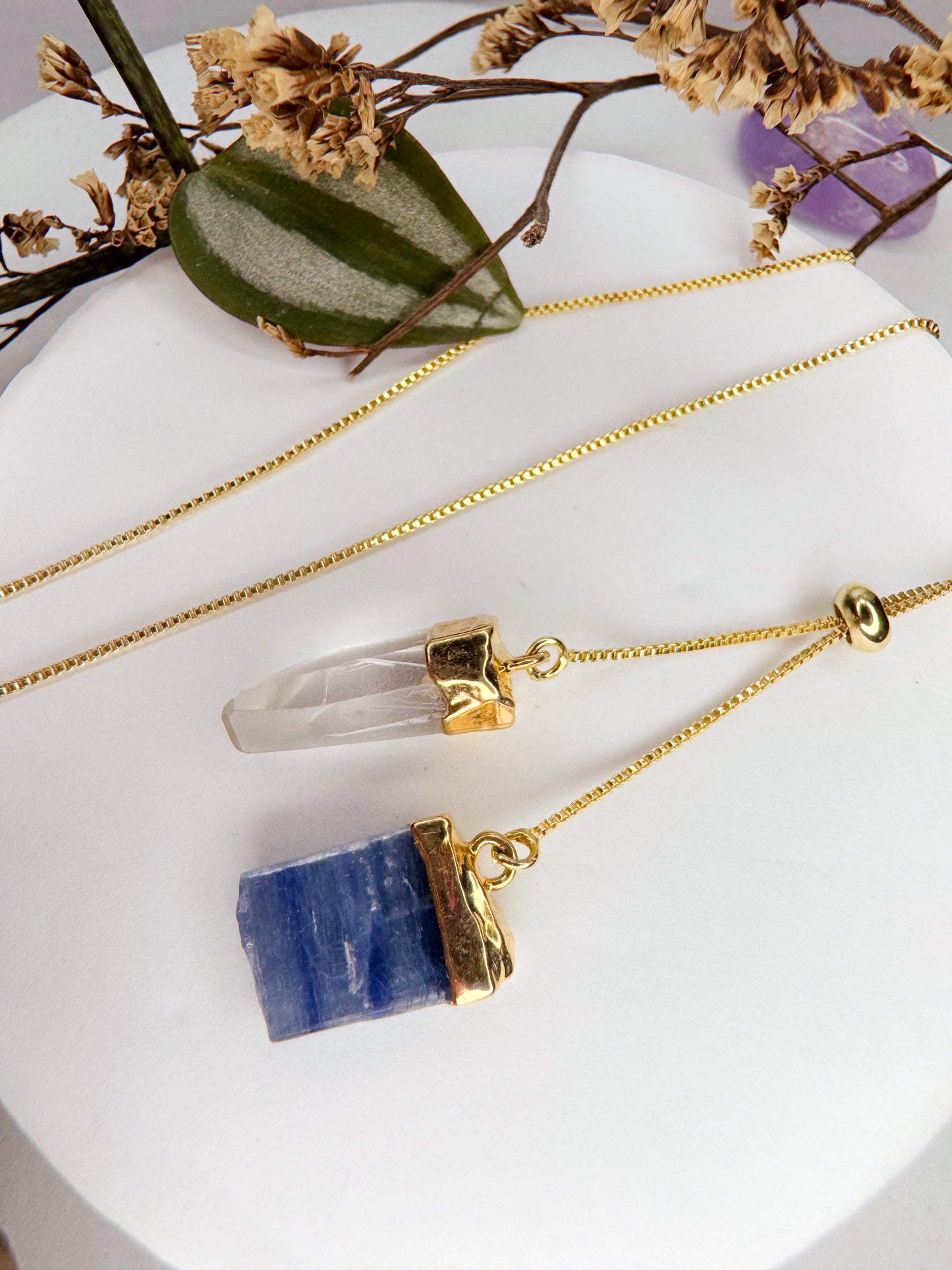 Colar Cósmico - Quartzo de cristal + Cianita azul