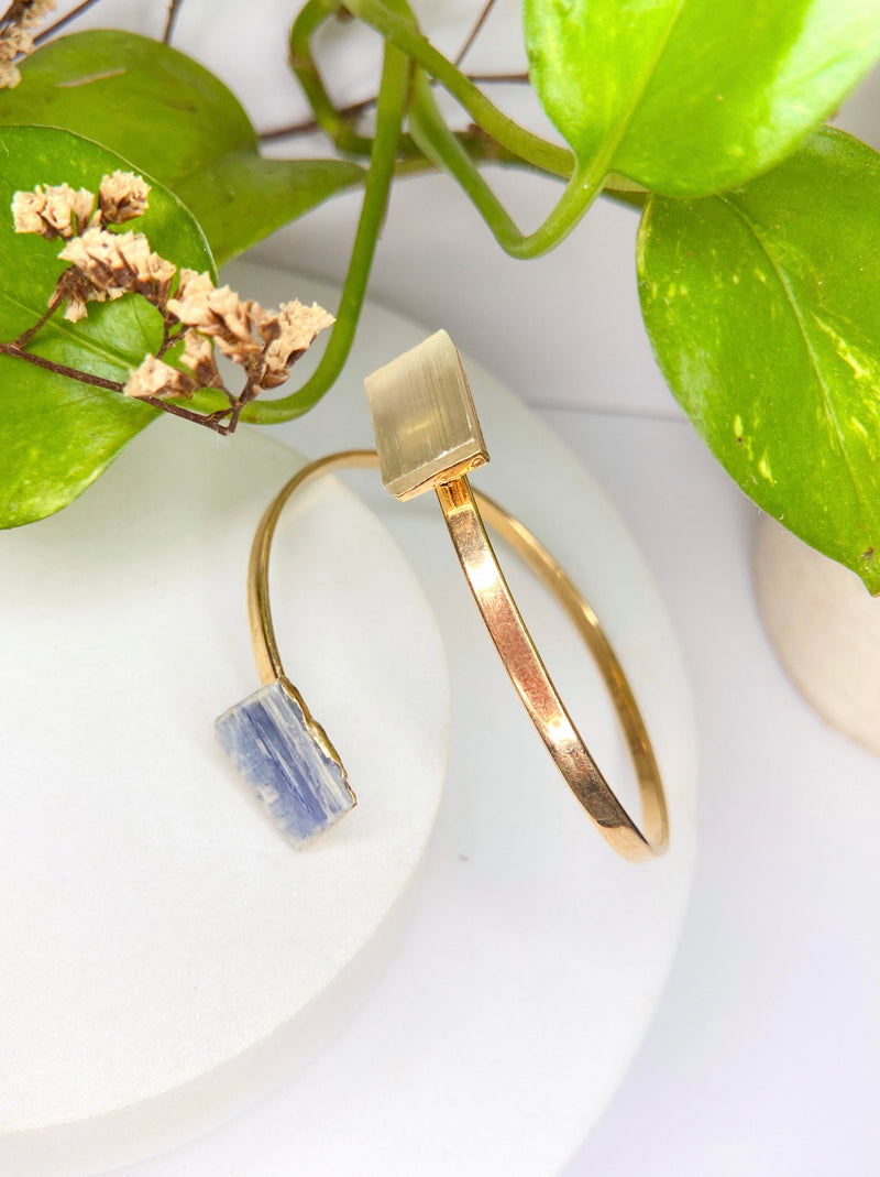 Bracelete cometa - limpeza e intuição - Selenita + cianita azul